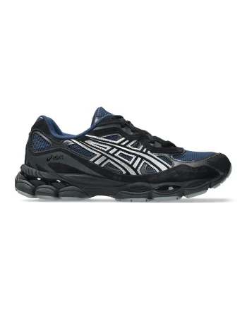 Pantofi sport din piele intoarsa si piele ecologica GEL-NYC Concrete, Negru/Albastru petrol