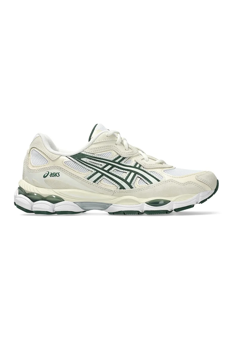 Pantofi sport din piele intoarsa si piele ecologica GEL-NYC Concrete, Verde/Alb fildes