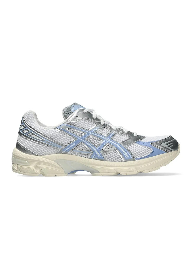 Pantofi sport din plasa cu garnituri din material sintetic Gel-1130, Alb murdar/Albastru deschis/Argintiu
