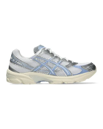 Pantofi sport din plasa cu garnituri din material sintetic Gel-1130, Alb murdar/Albastru deschis/Argintiu