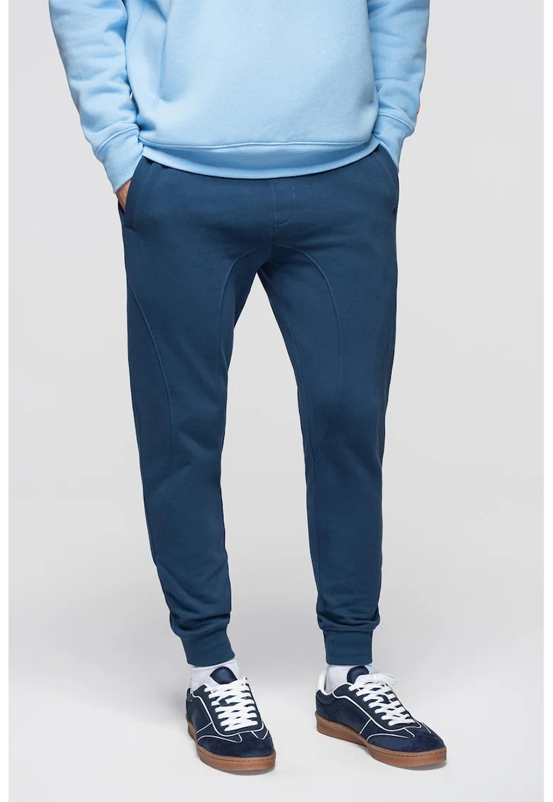 Pantaloni de trening din bumbac cu snururi de ajustare, Albastru inchis