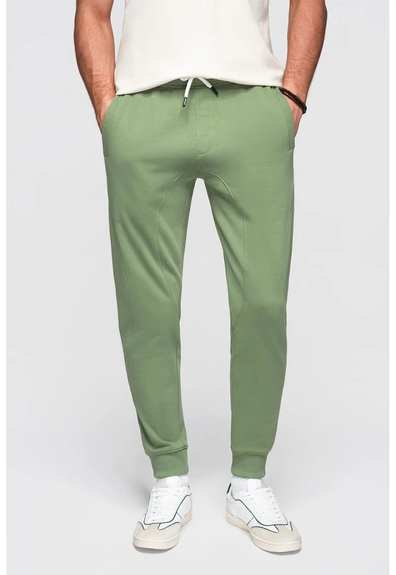 Pantaloni de trening din bumbac cu snururi de ajustare, Verde deschis