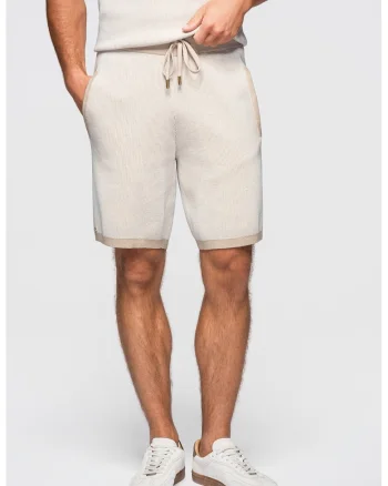Pantaloni scurti texturati cu snur de ajustare, Bej deschis