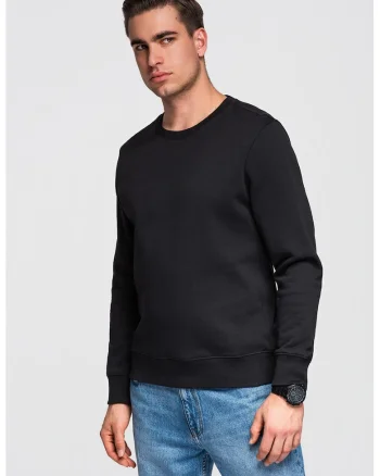 Bluza de trening din bumbac cu decolteu la baza gatului, Negru