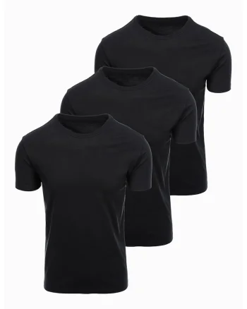 Set de tricouri regular fit din bumbac - 3 piese, Negru