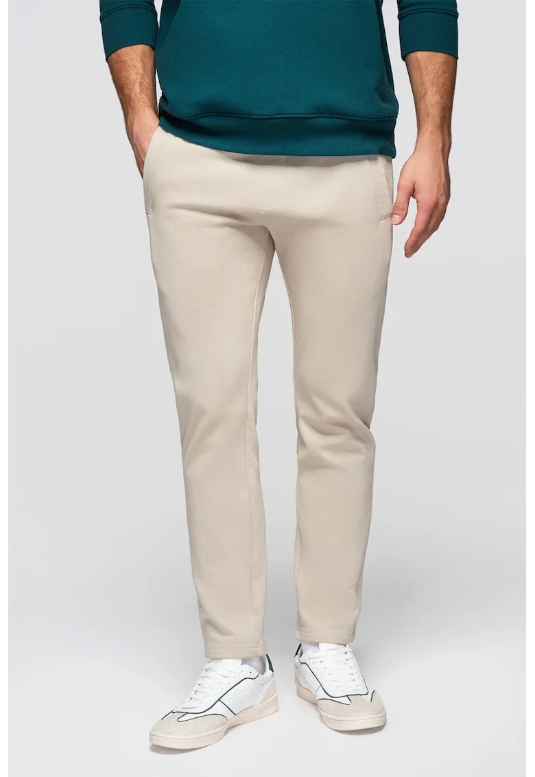 Pantaloni de trening din bumbac cu croiala conica Pabs, Grej