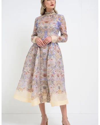 Rochie midi evazata, Multicolor