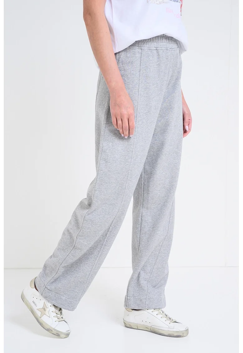 Pantaloni de trening cu croiala ampla si talie elastica, Gri inchis melange