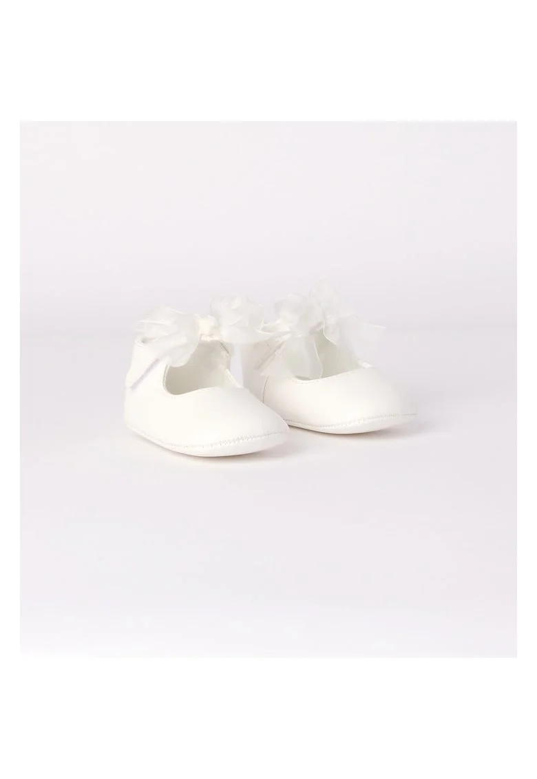 Pantofi cu fundita organza bebe fetita,  4.7043, Natur