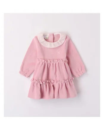 Rochita model raiat catifelat pentru bebe fetita,  4.7260, Roz, Roz