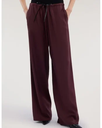 Pantaloni cu croiala ampla si buzunare laterale, Violet pruna