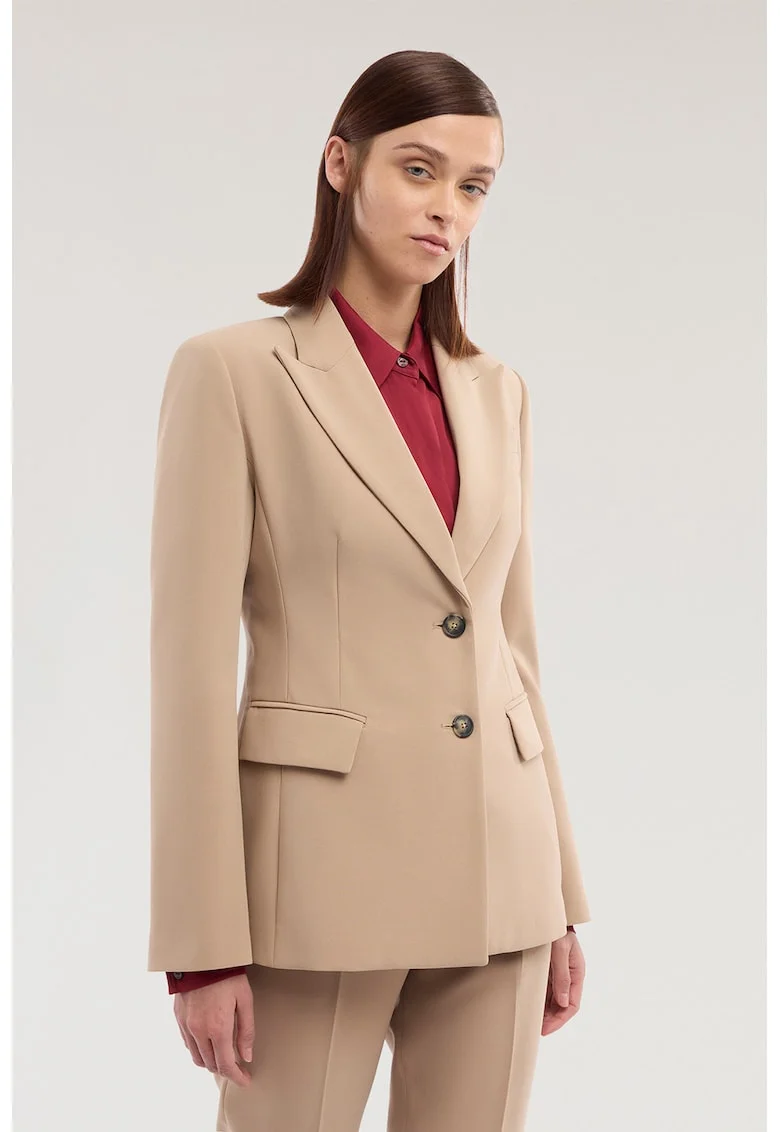 Sacou slim fit cu buzunare cu clapa, Maro taupe deschis