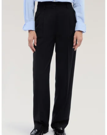 Pantaloni eleganti din amestec de lana cu pensa, Negru