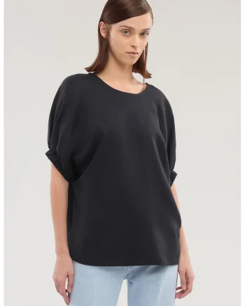 Bluza lejera din amestec de lyocell si in, Negru stins