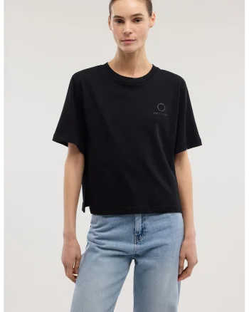 Tricou lejer din bumbac, Negru