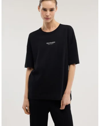 Tricou lejer din bumbac, Negru
