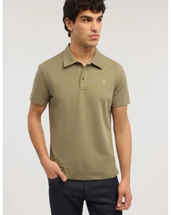 Tricou polo din amestec de bumbac, Kaki deschis