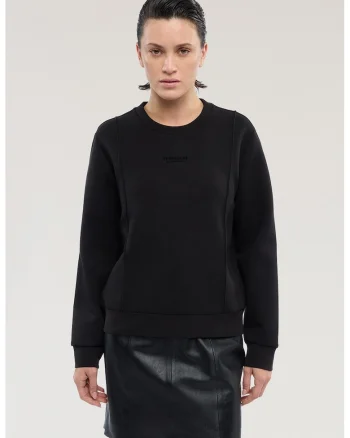 Bluza de trening cu decolteu la baza gatului si logo pe piept, Negru stins