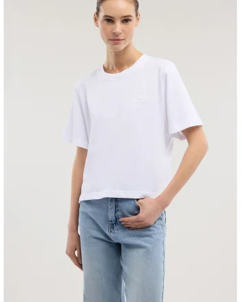 Tricou lejer din bumbac, Alb optic