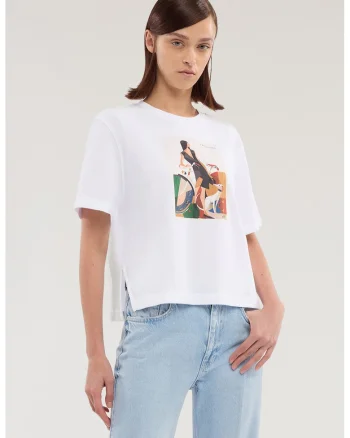Tricou din bumbac cu imprimeu grafic, Rosu/Negru/Alb optic