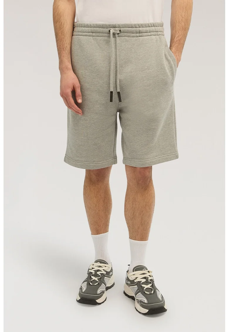 Pantaloni de trening scurti din amestec de bumbac, Maro taupe deschis