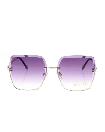 Ochelari de soare  oversized, lentile degrade mov, ramă metalică aurie,