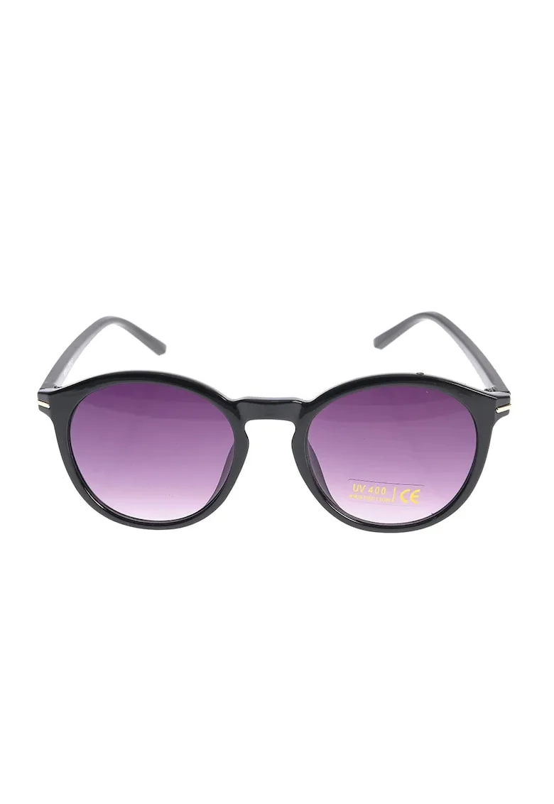 Ochelari de soare  rotunzi, lentile mov, rama neagra, detalii aurii,