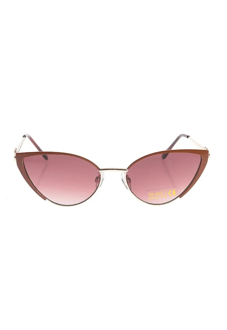 Ochelari de soare cat eye cu lentile maro si detalii aurii