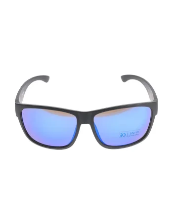 Ochelari de soare moderni cu rama neagra si reflexie albastra