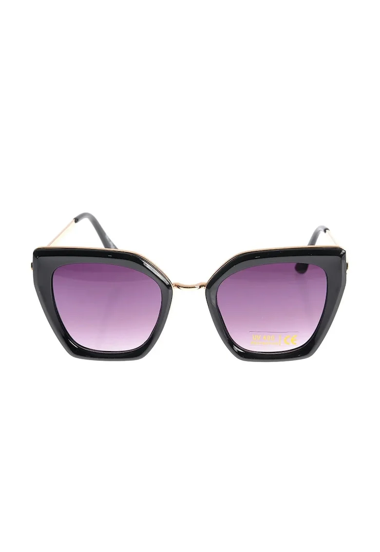 Ochelari de soare eleganti cu rama neagra si lentile mov