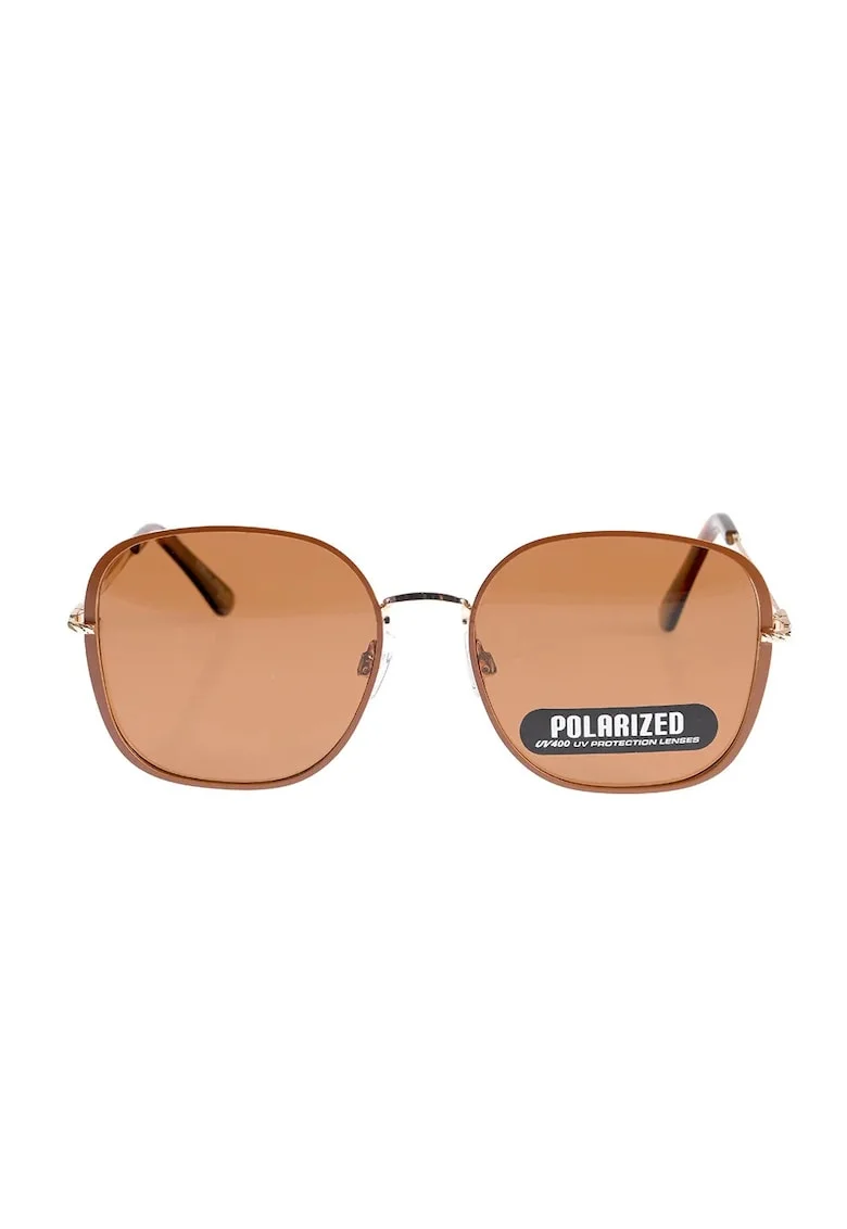Ochelari de soare polarizati cu rama metalica aurie si design minimalist