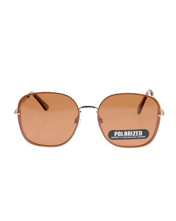 Ochelari de soare polarizati cu rama metalica aurie si design minimalist