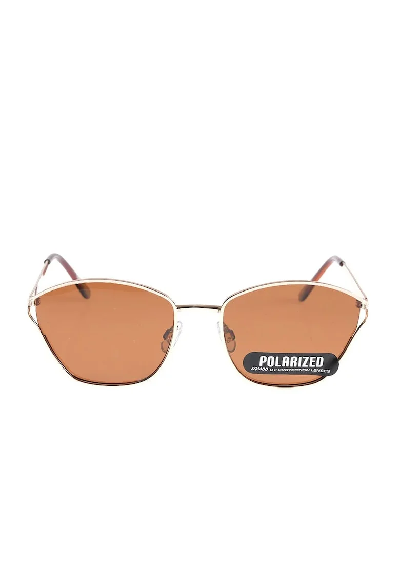 Ochelari de soare eleganti cu rama metalica si lentile maro