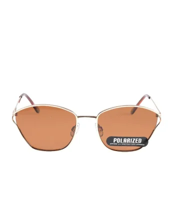 Ochelari de soare eleganti cu rama metalica si lentile maro