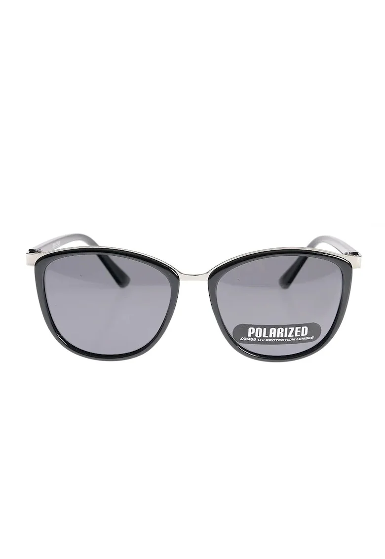 Ochelari de soare eleganti cu rama neagra si detalii metalice
