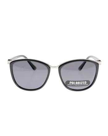 Ochelari de soare eleganti cu rama neagra si detalii metalice