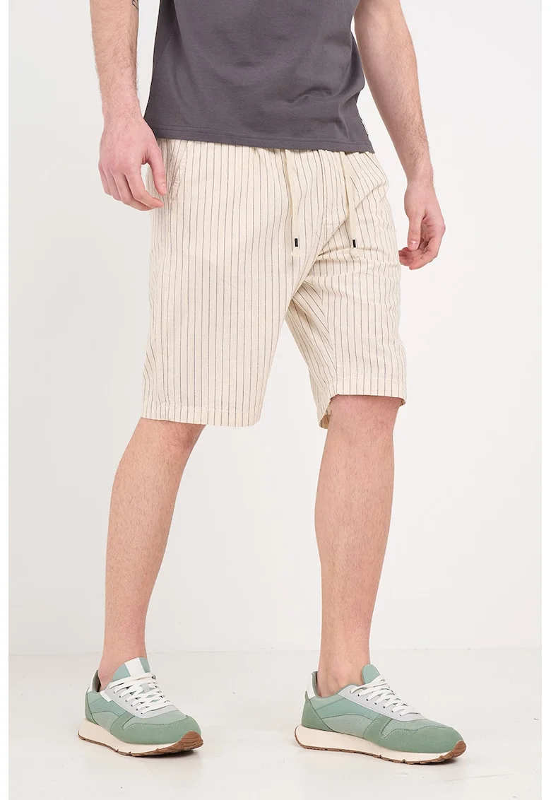 Pantaloni scurti cu model in dungi, Gri inchis/Bej deschis