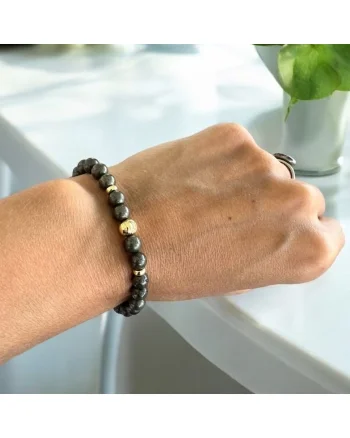 Atrage abundenta-Bratara pirita Devi, pentru femei, cu accesorii din argint placate cu aur