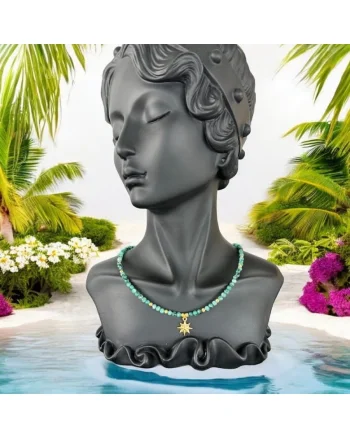 Colier choker Labradorit Celia cu accesorii din argint placat cu aur