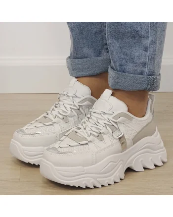Sneakers albi cu talpa groasa DKB9201 M4 19949, Alb