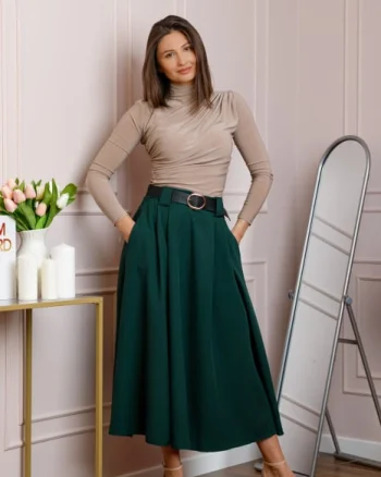 Fusta clos lunga Marissa cu buzunare functionale - Verde