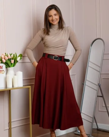 Fusta clos lunga Marissa cu buzunare functionale - Grena