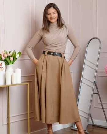 Fusta clos lunga Marissa cu buzunare functionale - Camel