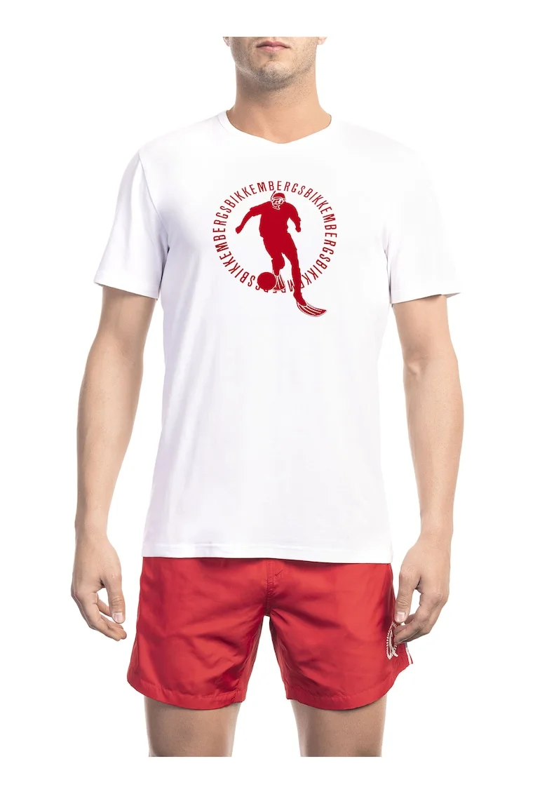Tricou cu imprimeu si decolteu la baza gatului