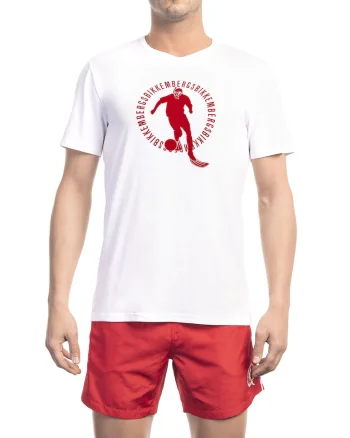 Tricou cu imprimeu si decolteu la baza gatului