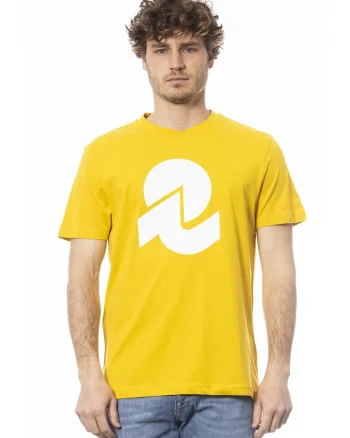 Tricou de bumbac cu imprimeu logo, Galben