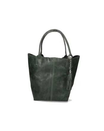 Geanta shopper din piele cu accesoriu cu franjuri