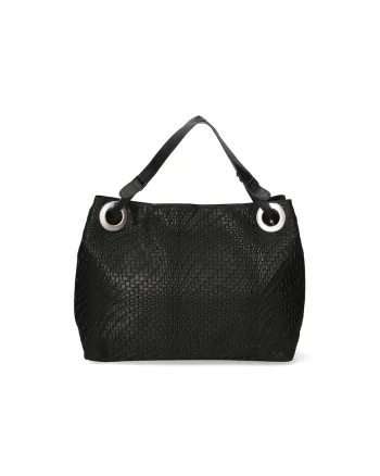 Geanta de piele cu aspect texturat, Negru