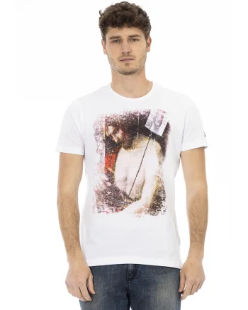 Tricou slim-fit cu imprimeu grafic, Alb