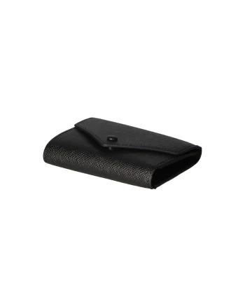 Portofel de piele cu clapa si aspect texturat 25577, Negru